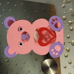 HAND CRAFTED HAND PAINTED BEAR WOODEN VALENTINE'S LIGHT UP